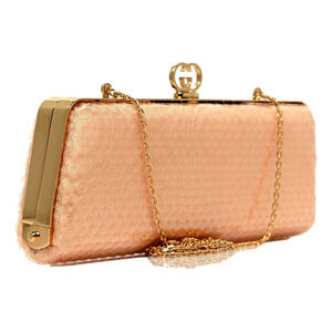 Gucci Broadway Small Sequin Moire Clutch Crossbody Peach Light